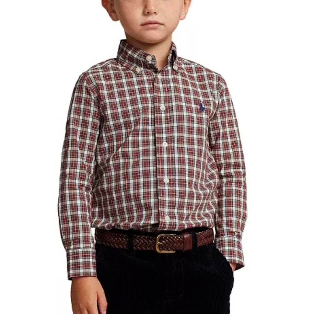 Polo Ralph Lauren Toddler Boys Plaid Cotton Poplin Button Up Shirt Size 3T 3